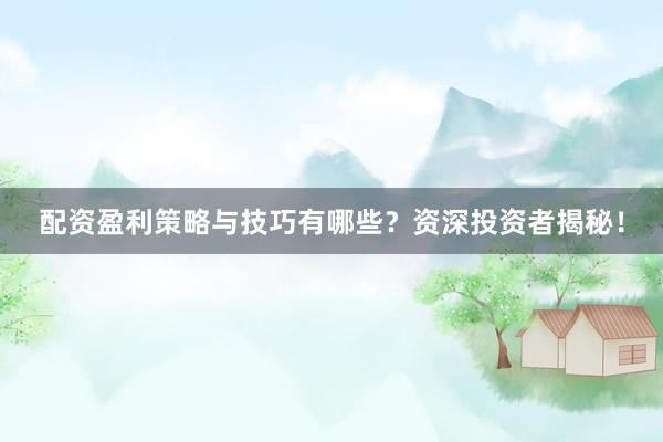 配资盈利策略与技巧有哪些？资深投资者揭秘！