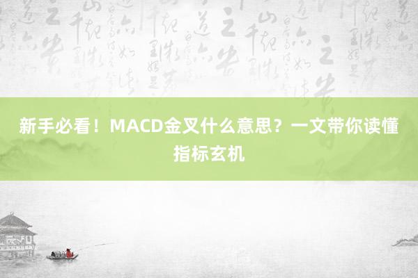 新手必看！MACD金叉什么意思？一文带你读懂指标玄机