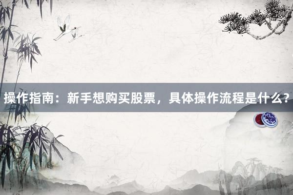 操作指南：新手想购买股票，具体操作流程是什么？